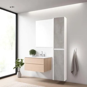 Colonna da bagno sospesa GRACE a 2 ante CEMENTO CHIARO