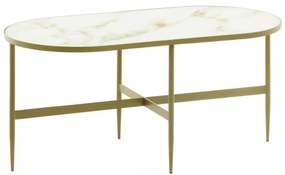 Kave Home - Tavolino Elisenda in vetro bianco e struttura in acciaio finitura oro 100 x 50 cm