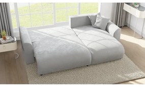 Divano angolare grigio chiaro in velluto (variabile) Lorine - Ropez