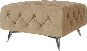 Poggiapiedi marrone chiaro con rivestimento in velluto Chelsea – Ropez