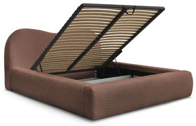 Letto matrimoniale arancione imbottito con spazio contenitivo con rete inclusa 160x200 cm Orlane – Bobochic Paris