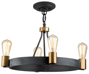 Lampadario Industrial Nordico Silas Acciaio Zinco Antico Ottone 4 Luci E27