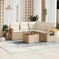 Set Divano da Giardino 6 pz con Cuscini Beige in Polyrattan 3259209