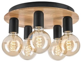 Plafoniera DUSTY 5xE27/15W/230V diametro 34 cm quercia/nero