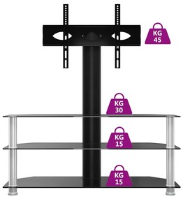 Supporto TV Angolare 3 Livelli per 32-70 Pollici Nero e Argento