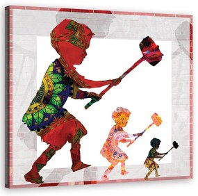 Quadro su tela, Banksy Boy con un martello  Dimensioni 30x30