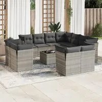 Set Divano Giardino 12 pz con Cuscini Grigio Chiaro Polyrattan 3218522