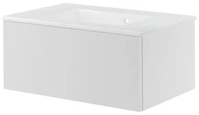 Mobile da bagno sospeso sotto lavabo L 75 x H 32 x P 48 cm rovere lucido, 1 cassetto Apertura push-pull SENSEA Neo, Maniglie acquistabili separatamente