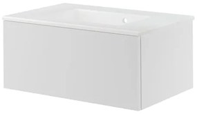 Mobile da bagno sotto lavabo SENSEA Neo bianco laccato L 75 x H 32 x P 48 cm 1 cassetto, lavabo non incluso