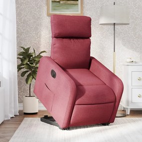Poltrona Alzapersona Reclinabile Elettrica Rosso Vino Tessuto /