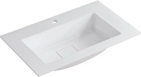 Lavabo a incasso rettangolare vasca centrale L 80.5 x H 15 x P 46 cm in resina bianco lucido
