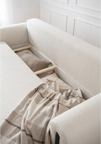 Divano avorio allungabile/con contenitore e rivestimento in bouclé 244 cm Arcadova – ELTAP