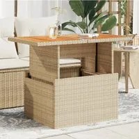 Tavolo da Giardino Beige 100x55x73 cm Polyrattan e Legno Acacia 366065