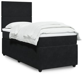 Giroletto A Molle Con Materasso Nero 90x190 Cm İn Velluto /
