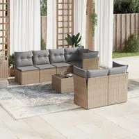 Set Divano da Giardino 8 pz con Cuscini Beige in Polyrattan 3217299