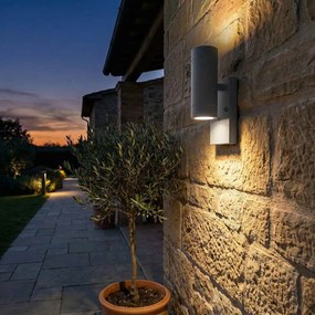 Applique Bidirezione GU10 con Sensore Crepuscolare IP65 - Grigia