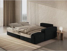 Divano letto angolare nero in tessuto bouclé (angolo destro) Jodie - Micadoni Home