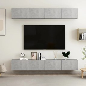 Mobili Tv 4 Pz Grigio Cemento 100x30x30 Cm İn Legno Multistrato /