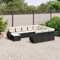 Set Divani da Giardino 11 pz con Cuscini in Polyrattan Nero 3225188