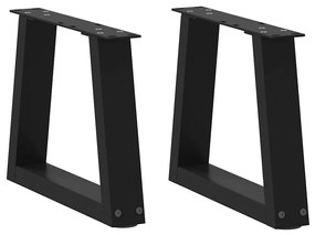 Gambe Per Tavolo Da Pranzo A V 2 Pz Nero 30x(30-31,3)cm Acciaio /