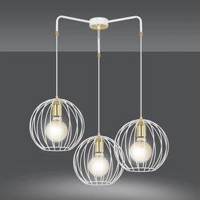 Lampadario Contemporaneo Omoikane Acciaio Bianco 3 Luci E27 Ip20