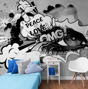 Carta da parati – Occhio graffiti grigio
