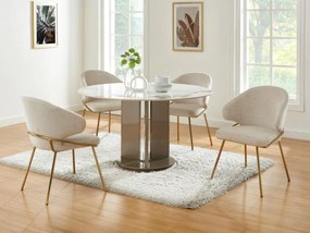 Sedia in Tessuto e Metallo Dorato Beige - Lotto di 2 - LUXIVA
