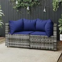 Divani Angolari da Giardino con Cuscini 2pz Polyrattan Grigiocod mxl 106106