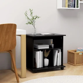 Mobiletto Con Ruote Nero 60x45x60 Cm İn Legno Multistrato /