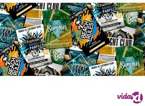 Noordwand Good Vibes Carta da Parati Club Posters Verde e Arancione