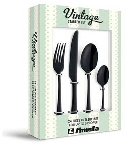 Posate Acciaio Amefa - Austin Vintage Nero - Set 24 Pz sei Persone