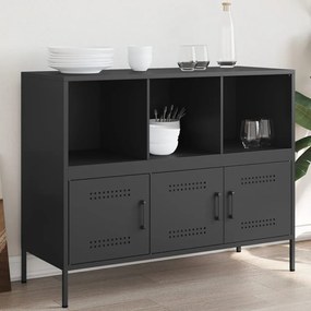 Credenza nera 100,5x39x79 cm in acciaio laminato a freddo