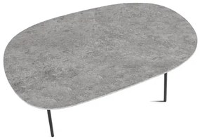 Tavolino con piano sagomato in legno Cemento e base in metallo - FLUX Large