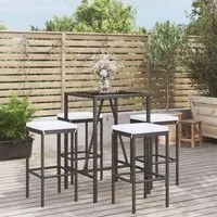 Set Bar da Giardino 5 pz con Cuscini in Polyrattan Nerocod mxl 69474