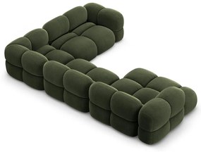 Divano angolare verde (con penisola a destra/a U) con rivestimento in velluto Loretto – Cosmopolitan Design