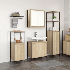 Set di mobili da bagno  in rovere sonoma legno ingegnerizzato