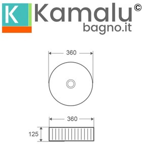 Kamalu - lavabo bagno rotondo 36 cm scanalato | kls-3600t