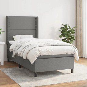 Giroletto A Molle Con Materasso Grigio Scuro 90x200 Cm Tessuto /