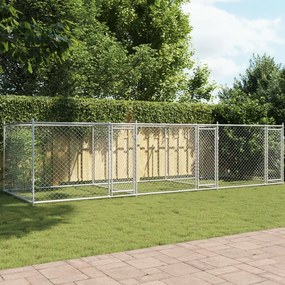 Gabbia Per Cani Con Porte Grigia 6x2x1,5 M İn Acciaio Zincato /