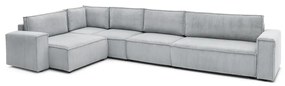 Divano angolare in velluto a coste grigio chiaro, angolo sinistro Nihad modular - Bobochic Paris