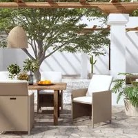 Sedie da Pranzo da Giardino con Cuscini 4 pz Beige Polyrattan 316804