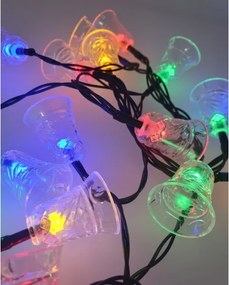 Catena luminosa LED natalizia per esterni a batteria (2xAA), 20 LED, 2,2 m, IP44, campanelle multicolore