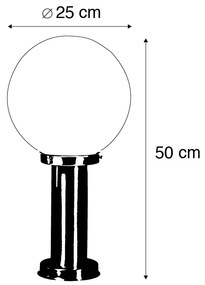 Lampada da esterno in acciaio inossidabile 50 cm - Sfera con picchetto a terra e ghiera per cavi