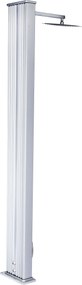 Doccia Solare Ibrida da Giardino 40L Miscelatore e Doccetta Lavapiedi Alluminio Metallizzato/Legno...