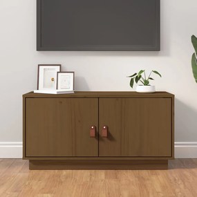 Mobile Porta Tv Ambrato 80x34x40 Cm İn Legno Massello Di Pino /