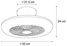 Ventilatore da soffitto argento 55,5 cm con LED dimmerabile e telecomando - Clima