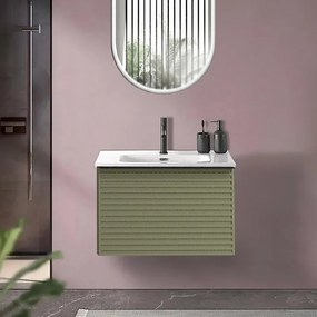 Mobile sottolavabo e lavabo Pixel verde salvia L 60 x H 40 cm 1 vasca 1 cassetto