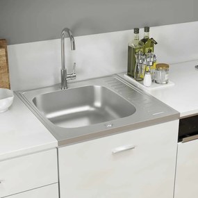 Lavello Da Cucina Con Scarico Argento 600x600x155 Mm Acciaio /