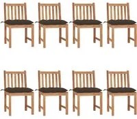 Sedie da Giardino con Cuscini 8 pz in Legno Massello di Teak cod mxl 8392