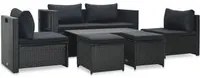 Set Divani da Giardino 6 pz con Cuscini in Polyrattan Nero 47809